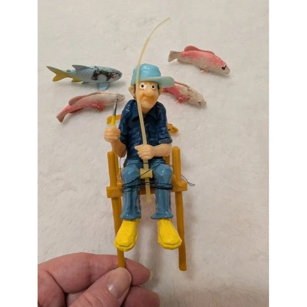 Vintage 1979 Fisherman cake topper